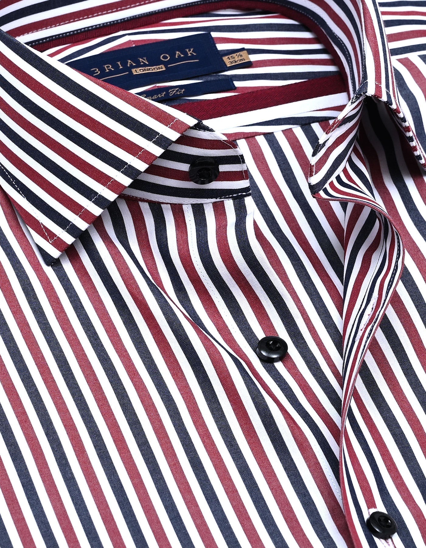 Chemise en coton rayée bordeaux