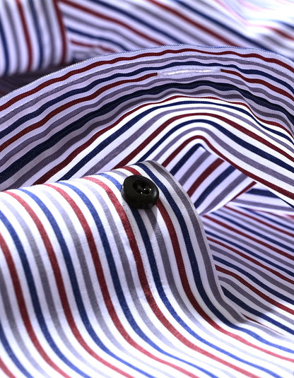 Maroon and White Striped Formal Shirt