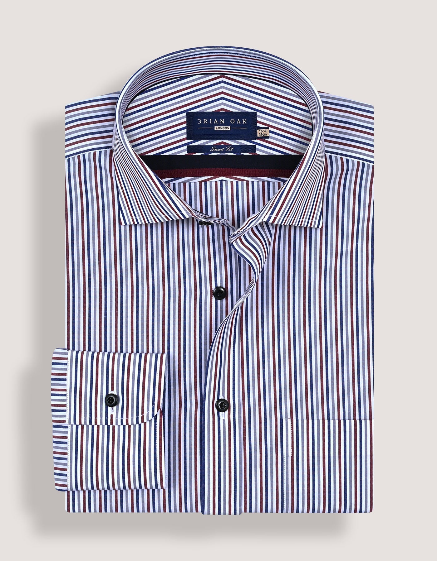 Maroon and White Striped Formal Shirt
