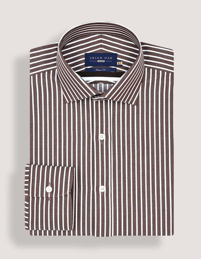 Smart Fit Brown Striped Shirt