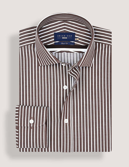 Smart Fit Brown Striped Shirt