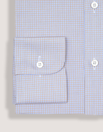 Chemise habillée à carreaux marron clair