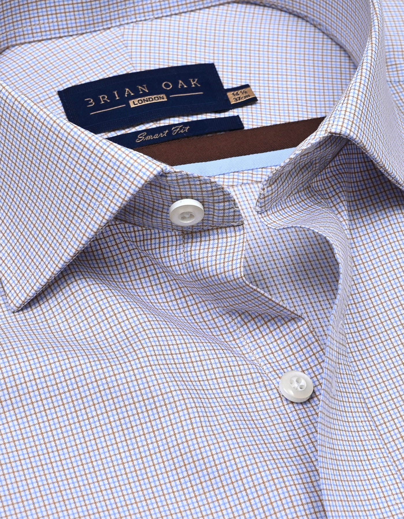 Chemise habillée à carreaux marron clair