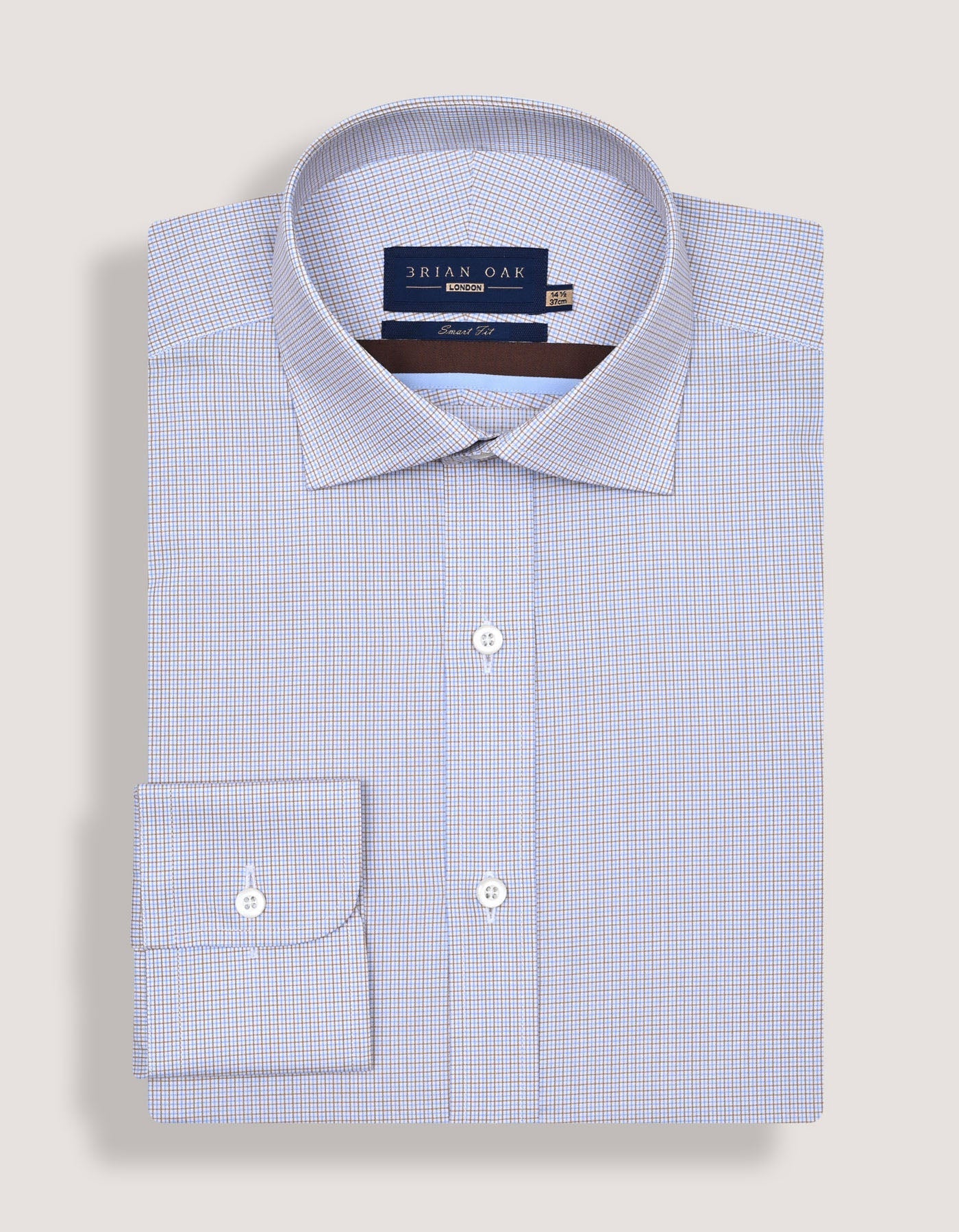 Chemise habillée à carreaux marron clair