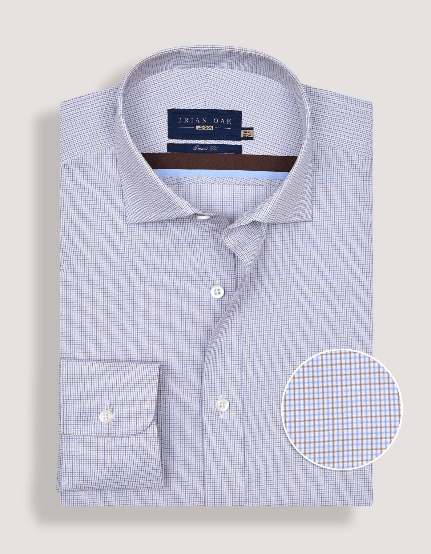 Chemise habillée à carreaux marron clair