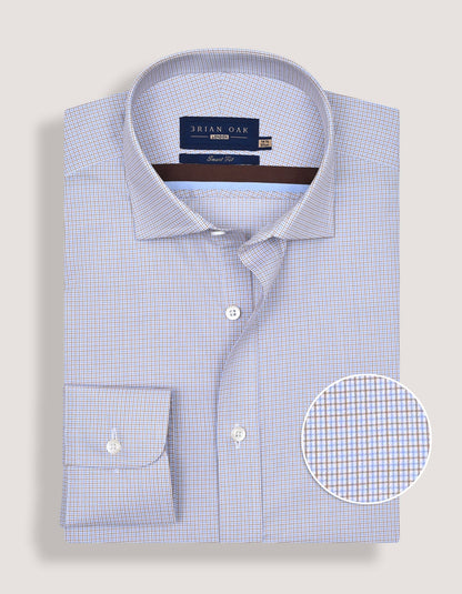 Chemise habillée à carreaux marron clair