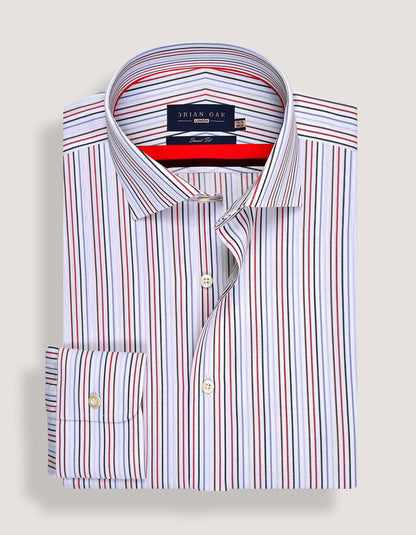 Red Multicolour Stripes Shirt