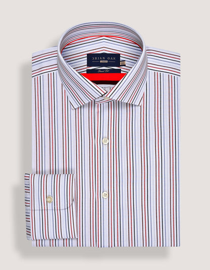 Red Multicolour Stripes Shirt