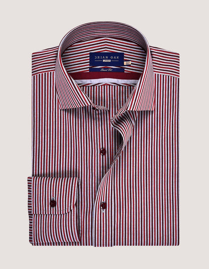 Red & Maroon Striped Shirt