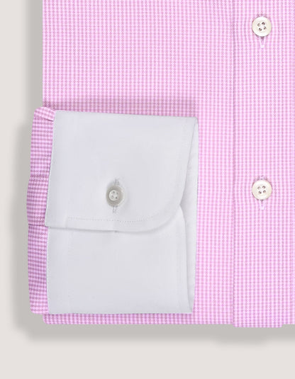 Chemise à carreaux col et poignets contrastants - Rose
