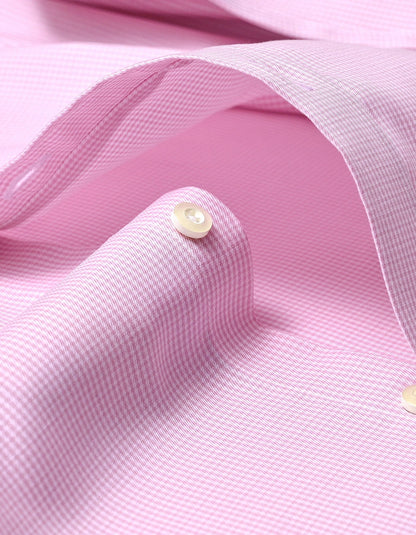 Chemise à carreaux col et poignets contrastants - Rose