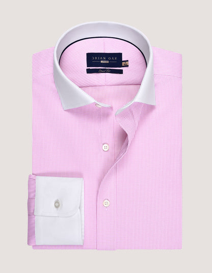 Chemise à carreaux col et poignets contrastants - Rose