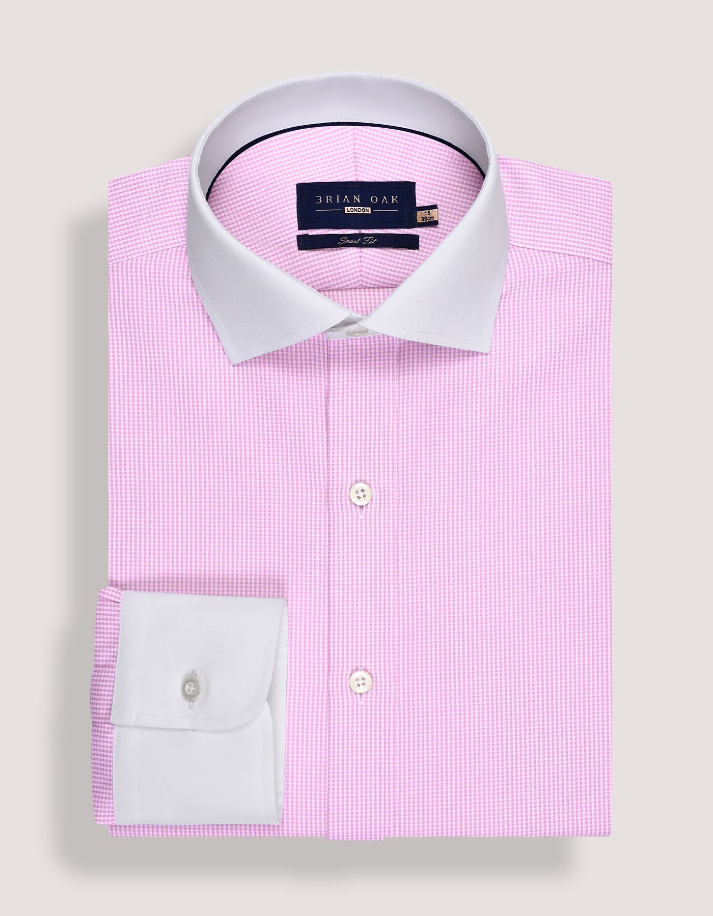 Chemise à carreaux col et poignets contrastants - Rose