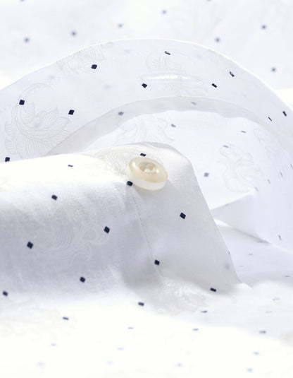 Chemise blanche à pois marine
