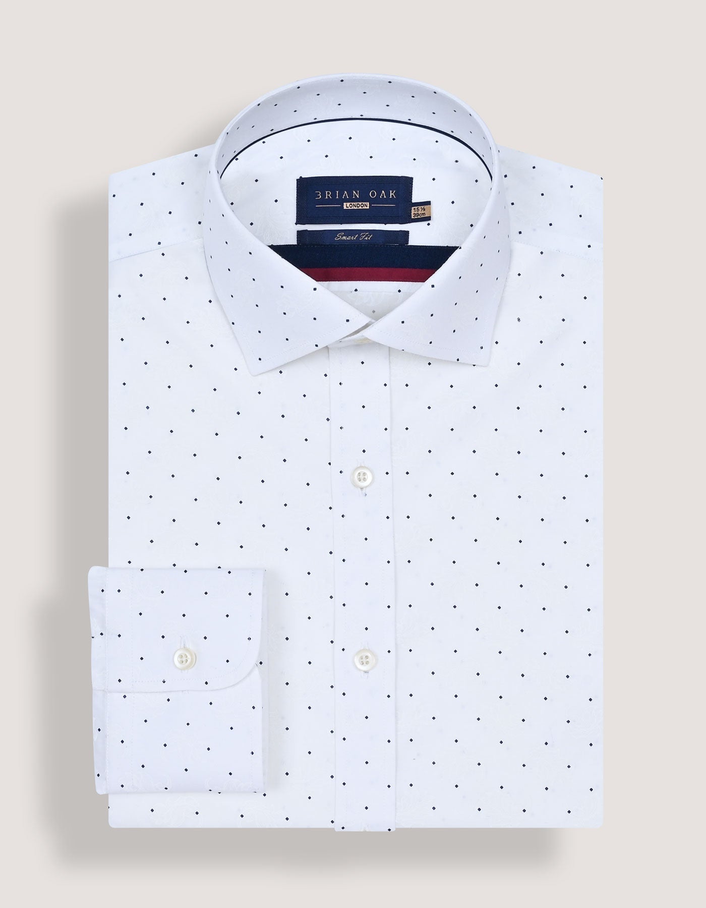 Chemise blanche à pois marine