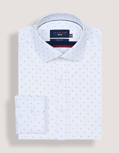 Chemise blanche à pois marine