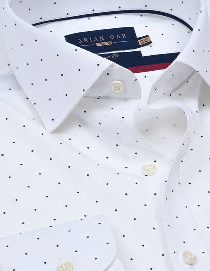 Chemise blanche à pois marine