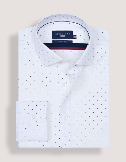 Chemise blanche à pois marine
