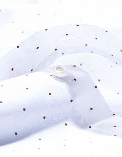 White and Maroon Fine Dot Print Shirt