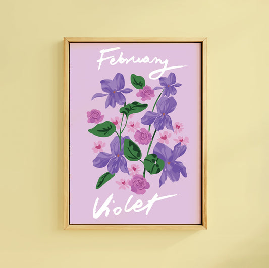 FEBRUARY VIOLET BIRTH FLOWER PRINT