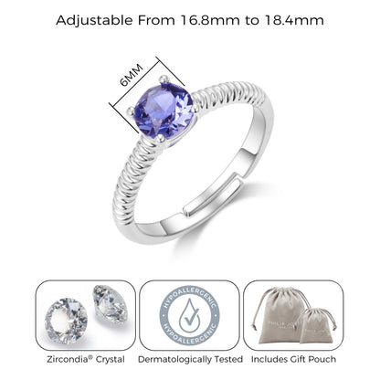 Light Purple Adjustable Crystal Ring Created with Zircondia® Crystals
