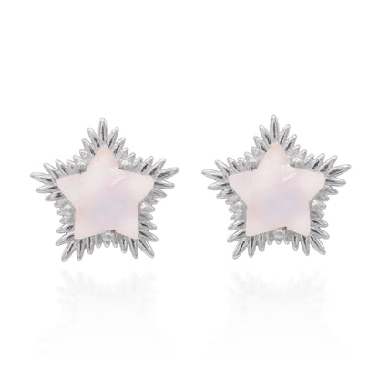 Felicity Moonstone Spiky Star Stud Earrings | 925 Sterling Silver