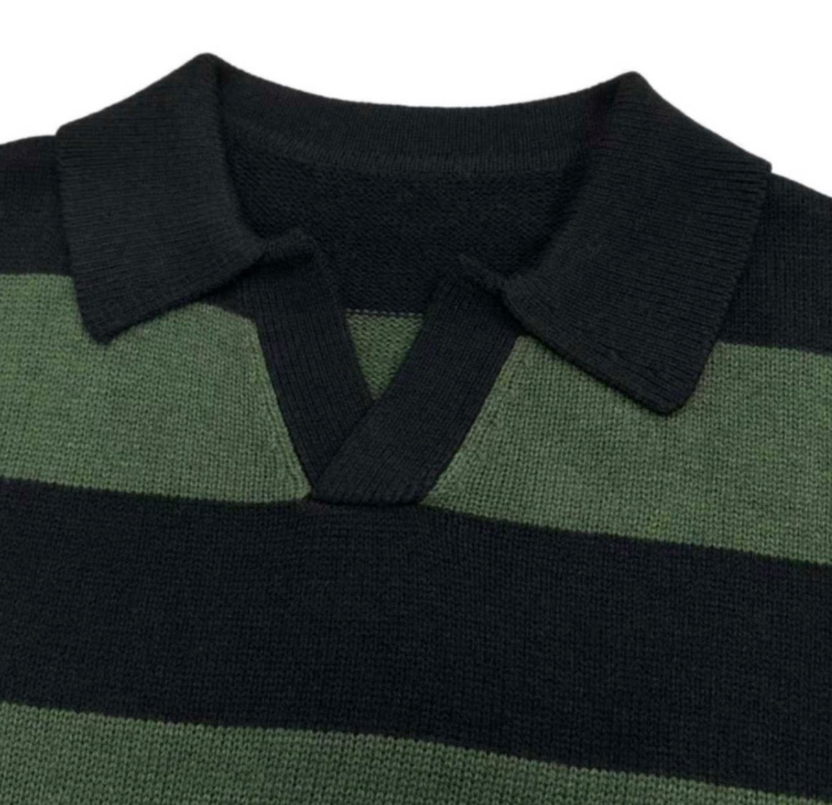 Men's Striped Skipper Polo Neck Pullover Sweater