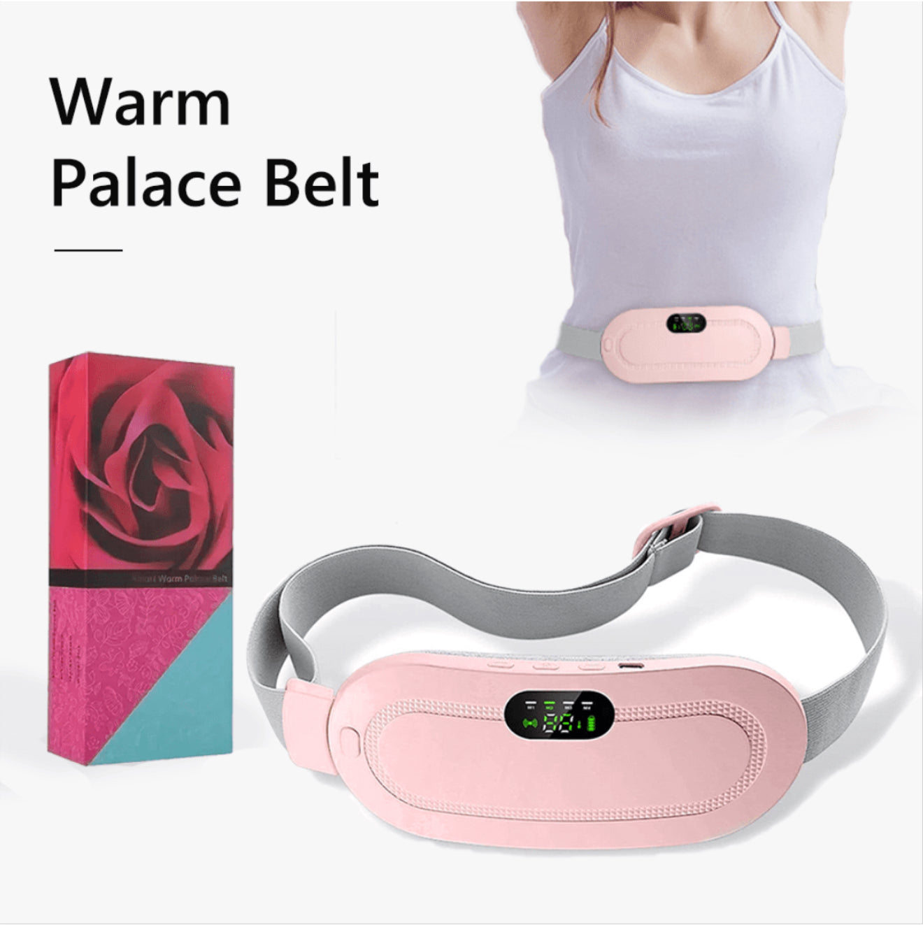 Ceinture de massage vibrante électrique chauffante pour soulager instantanément les douleurs menstruelles et dorsales, rechargeable