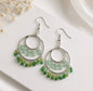 Emerald Mist Beaded Hoop Earrings