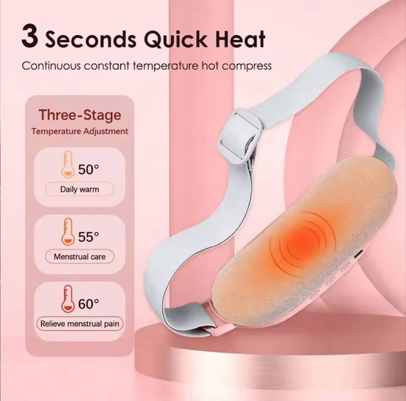 Ceinture de massage vibrante électrique chauffante pour soulager instantanément les douleurs menstruelles et dorsales, rechargeable