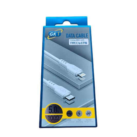 Câble GK Telecom blanc 8 broches vers USB-C - 1 m