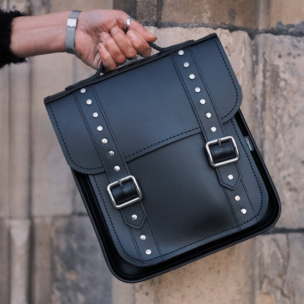 Sac à Dos de Ville en Cuir Fait Main - Gothic Noir Clouté