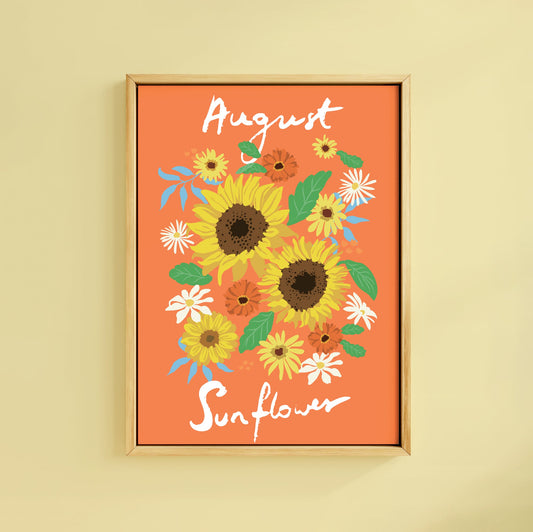 AUGUST SUNFLOWER BIRTH FLOWER PRINT