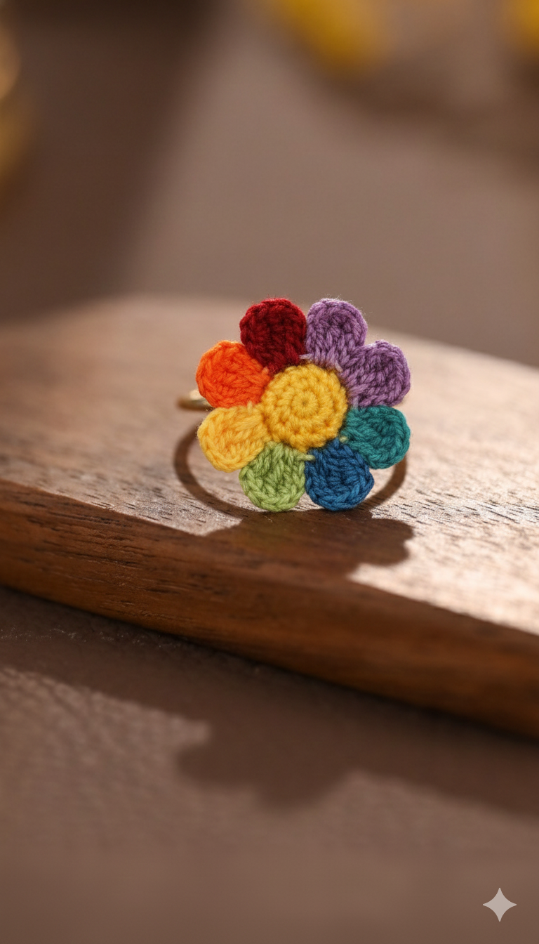 Whimsical Micro Crochet Rings – Tiny Handmade Charms for Your Fingers