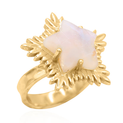 Bague étoile hérissée Gigi Moonstone | Plaqué or 18 carats