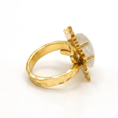 Bague étoile hérissée Gigi Moonstone | Plaqué or 18 carats