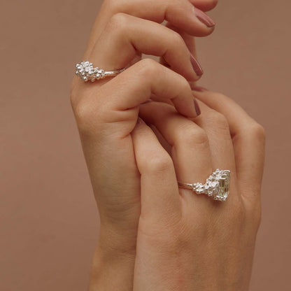 Gold or Silver Statement Green Quartz Ring - Giselle