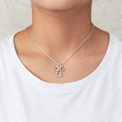 Guardian Angel Necklace with Quote Card Created with Zircondia® Crystals