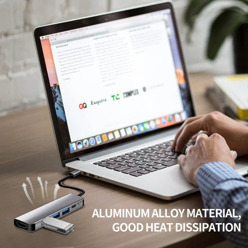 USB C Hub to 4K HDMI-Compatible USB 3.0 2.0 Type C PD Charging Dock for MacBook iPad Samsung S10 Dex TV Mouse Keyboard U Disk