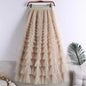 High-Waisted Mesh Layered Skirt for Women – Spring & Fall Elegant Cake Skirt