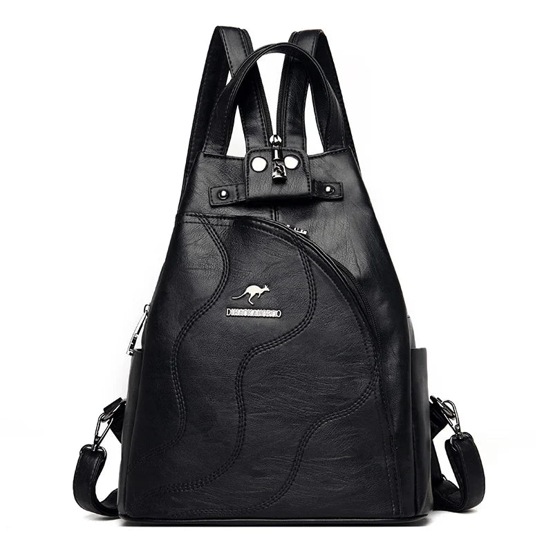 Sacs à dos en cuir pour femmes, sac de poitrine zippé pour femmes, sac à dos de voyage, sacs à dos pour dames, mochilas, sacs d'école pour adolescentes, sac à dos