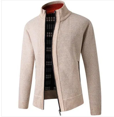 Manteau pull ample pour hommes Pull décontracté pour jeunes Col montant Cardigan en tricot