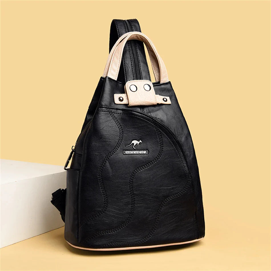 Sacs à dos en cuir pour femmes, sac de poitrine zippé pour femmes, sac à dos de voyage, sacs à dos pour dames, mochilas, sacs d'école pour adolescentes, sac à dos
