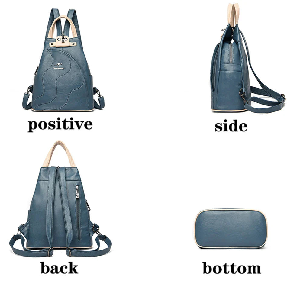 Sacs à dos en cuir pour femmes, sac de poitrine zippé pour femmes, sac à dos de voyage, sacs à dos pour dames, mochilas, sacs d'école pour adolescentes, sac à dos