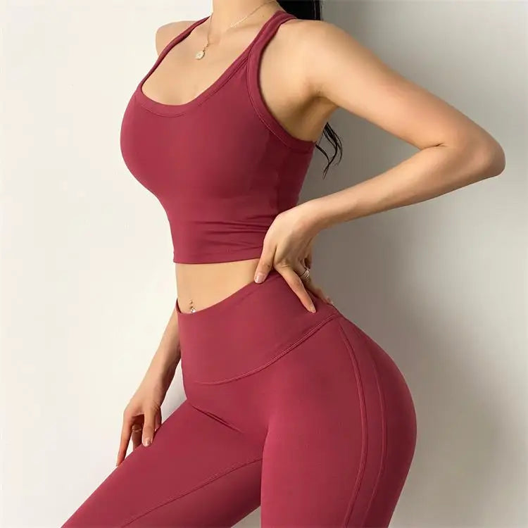 Ensemble collant et soutien-gorge de musculation souple et gainant pour femme