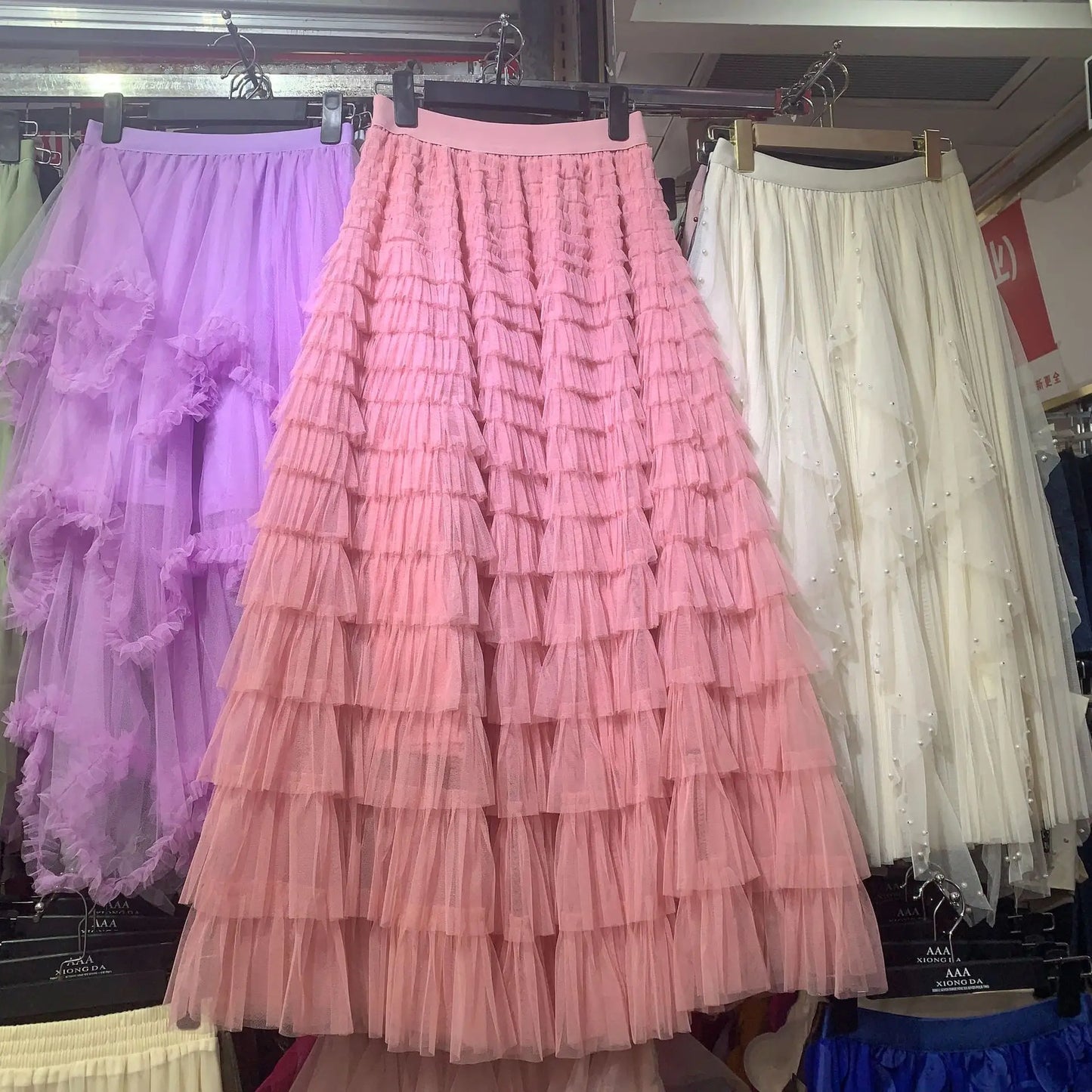 High-Waisted Mesh Layered Skirt for Women – Spring & Fall Elegant Cake Skirt