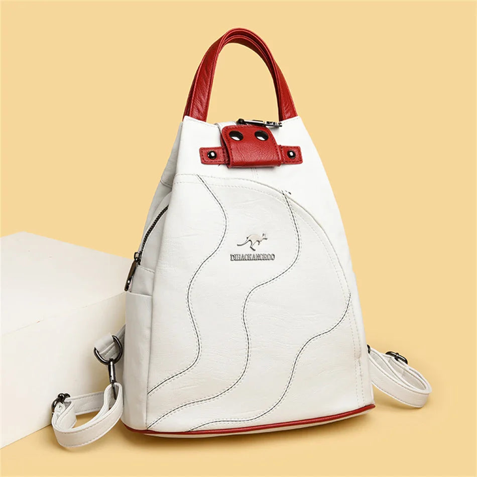 Sacs à dos en cuir pour femmes, sac de poitrine zippé pour femmes, sac à dos de voyage, sacs à dos pour dames, mochilas, sacs d'école pour adolescentes, sac à dos