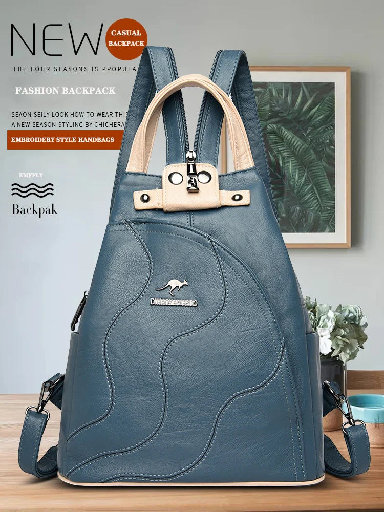 Sacs à dos en cuir pour femmes, sac de poitrine zippé pour femmes, sac à dos de voyage, sacs à dos pour dames, mochilas, sacs d'école pour adolescentes, sac à dos