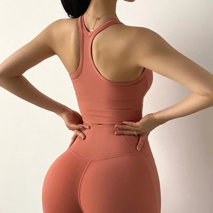 Ensemble collant et soutien-gorge de musculation souple et gainant pour femme