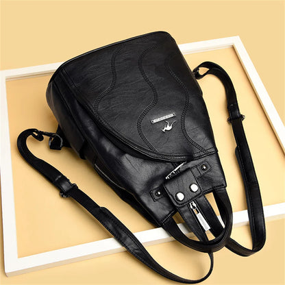 Sacs à dos en cuir pour femmes, sac de poitrine zippé pour femmes, sac à dos de voyage, sacs à dos pour dames, mochilas, sacs d'école pour adolescentes, sac à dos